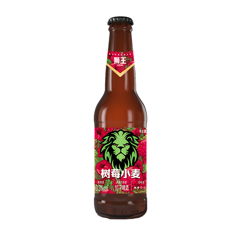 狮王精酿啤酒 树莓小麦果味啤酒10度 狮王白啤果味啤酒燕京啤酒 树莓风味 330mL 12瓶 整箱装
