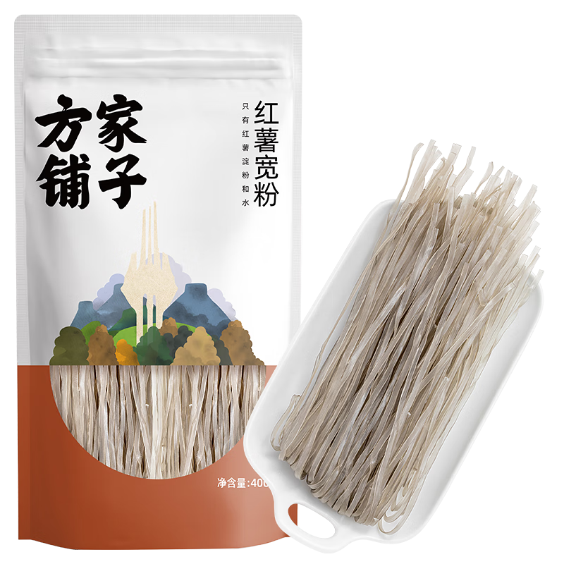 方家鋪?zhàn)又腥A老字號(hào) 純紅薯寬粉 火鍋食材配料地瓜粉粉條粉絲 400g*1袋