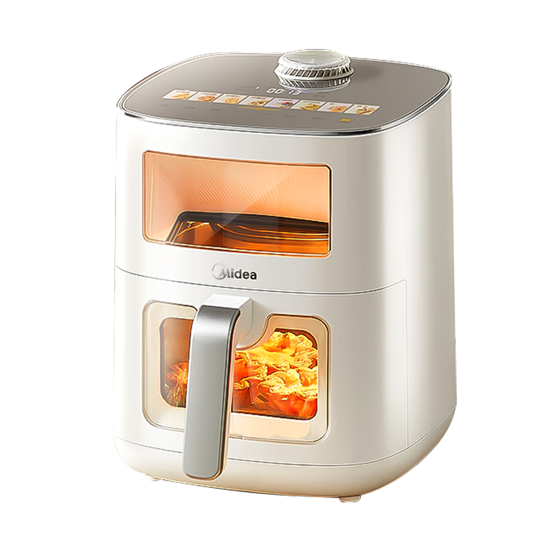 美的（Midea）新风炎烤空气炸锅2025年新款免翻面 0氟钛陶家用大容量6.5L 可视大视窗空气炸锅蒸烤一体 KZC6521