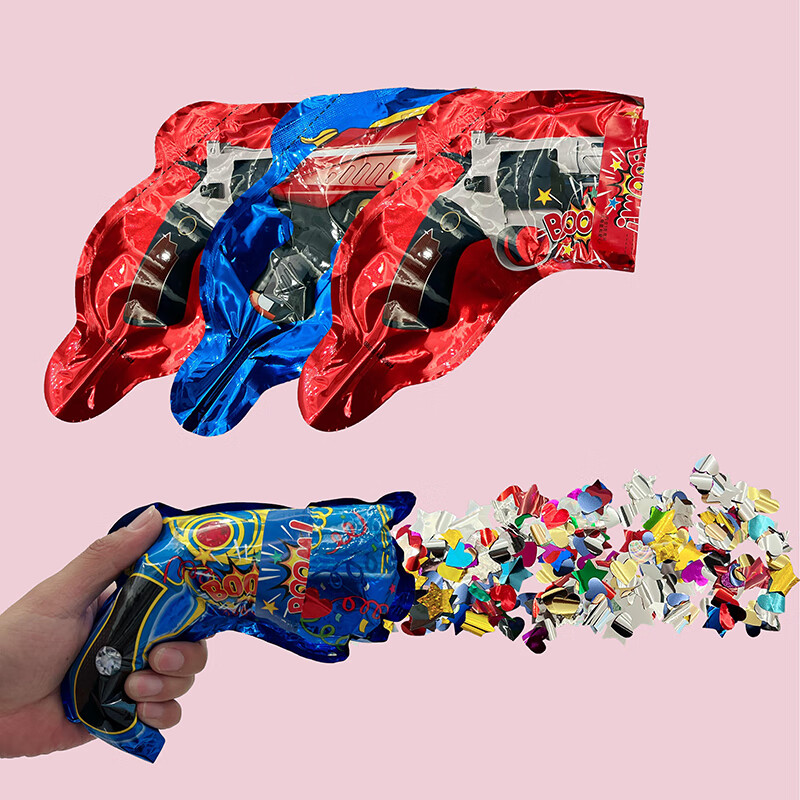 枪生日气氛道具幼儿园创意礼炮手持烟花结婚彩带枪 经典吸管款5只混装