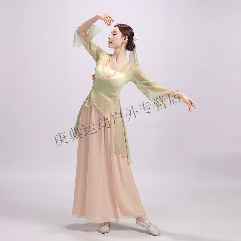 炫逐古典舞蹈服服练功女古典舞服装舞蹈纱衣练功服古风套服民族演出服 宫墙柳 上衣+吊带+裤子发带 S