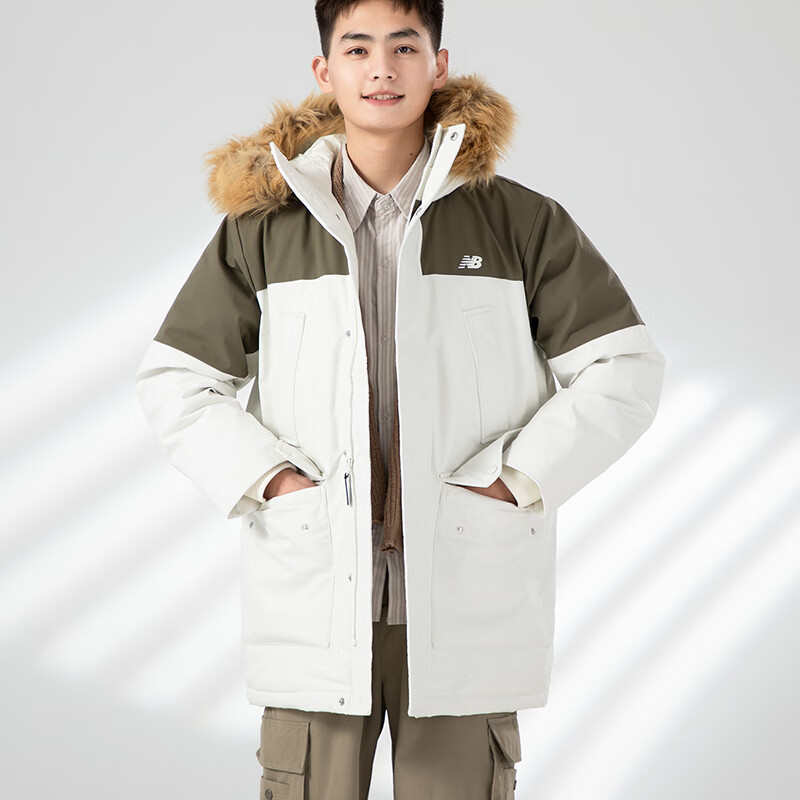 NEW BALANCE羽绒服男 25冬季新款nb外套防风运动服连帽保暖户外防风毛领外套 拼色设计/情侣款/绒子含量80% 晒图返10 2XL /185/104A
