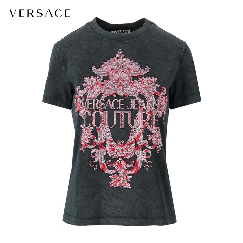 范思哲(versace)【七夕礼物】 编辑精选女士徽标细节短袖t恤 图片色