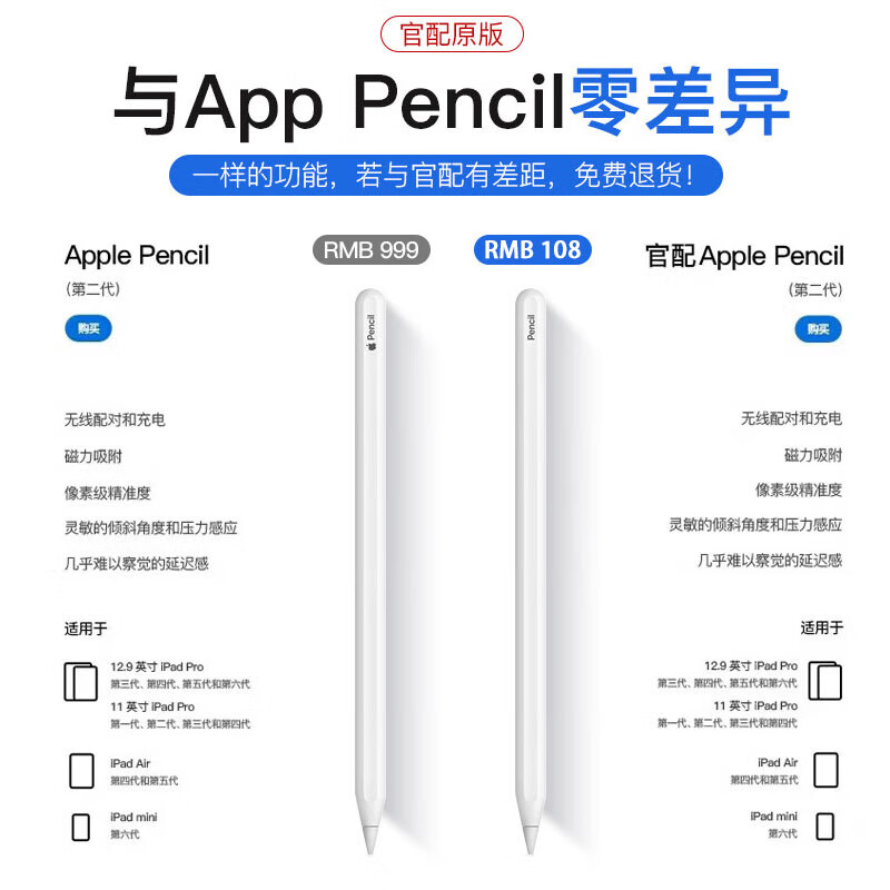 天际流【美国MFI认证】苹果ipad电容笔一二代触控笔apple pencil防误触pro平板air4/5手写笔书写绘画触屏 官配二代至尊版【磁吸快充|精准不断触】 精准不断触 | 倾斜压感 | 全局
