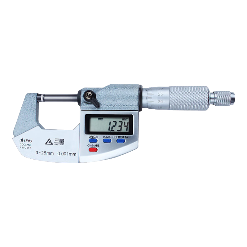 三量（sanliang）電子外徑數(shù)顯千分尺螺旋測微器分厘卡分辨率0.001
