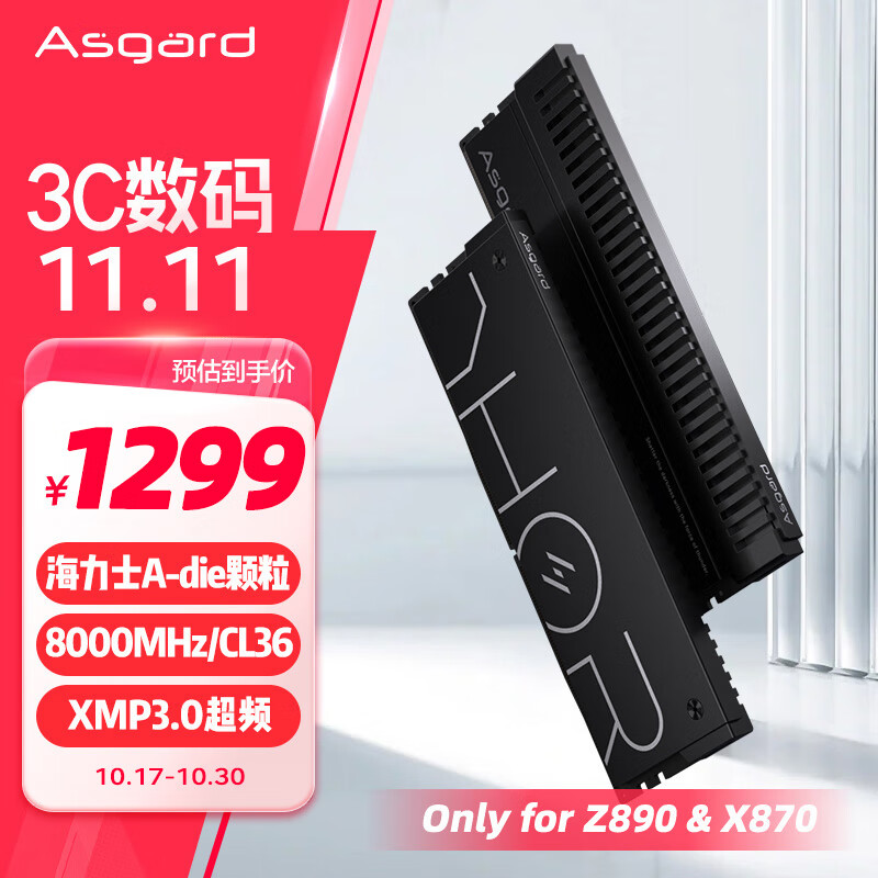 阿斯加特（Asgard）32GB(16Gx2)套 DDR5 8000 台式机内存条 雷神索尔马甲条 Only for Z890&X870