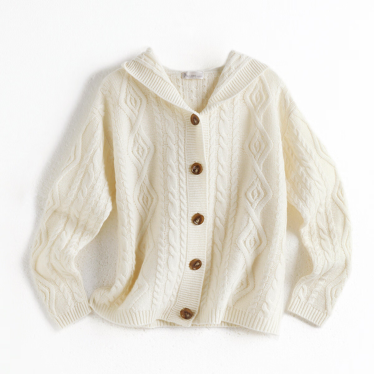 帕罗（PALUOPO）连帽加厚100%山羊绒衫女开衫提花2025冬季保暖上衣外套针织衫毛衣 新古董白 M 160/100