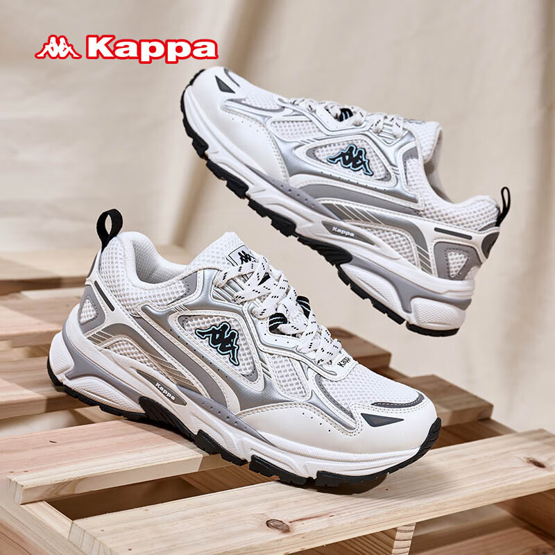 卡帕（Kappa）官方运动老爹鞋男女同款跑步鞋潮流百搭休闲鞋子女 奥运灰 38