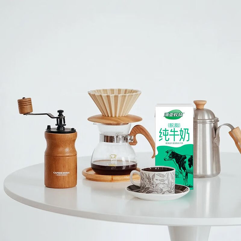 澳亚牧场0脂肪牛奶脱脂早餐奶咖啡伴侣商用奶1L装健身瑜伽 脱脂纯牛奶1L3