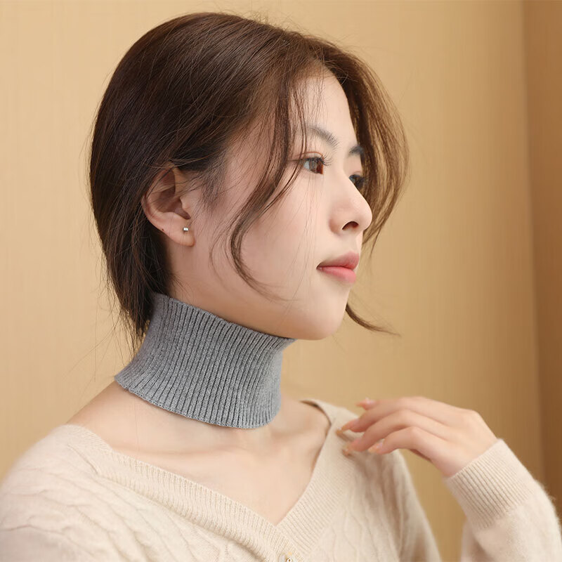 通用纯棉护颈脖套 小围脖男女春季空调房护脖防寒护颈纹月子保暖脖套 浅灰色