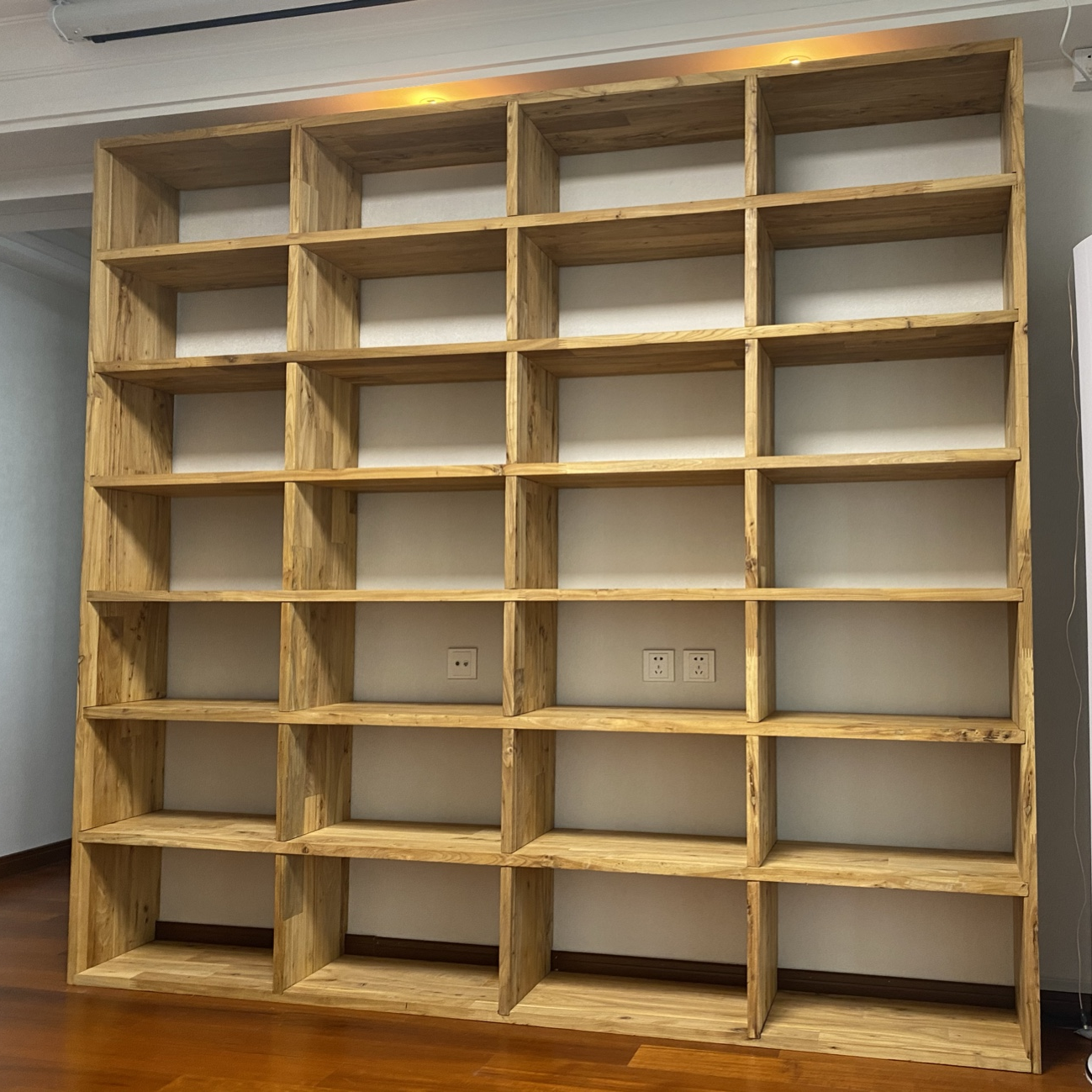 定制老榆木书架满墙大书架定做实木书柜格子架整墙落地多层置物架 3cm厚老榆木板每平定制