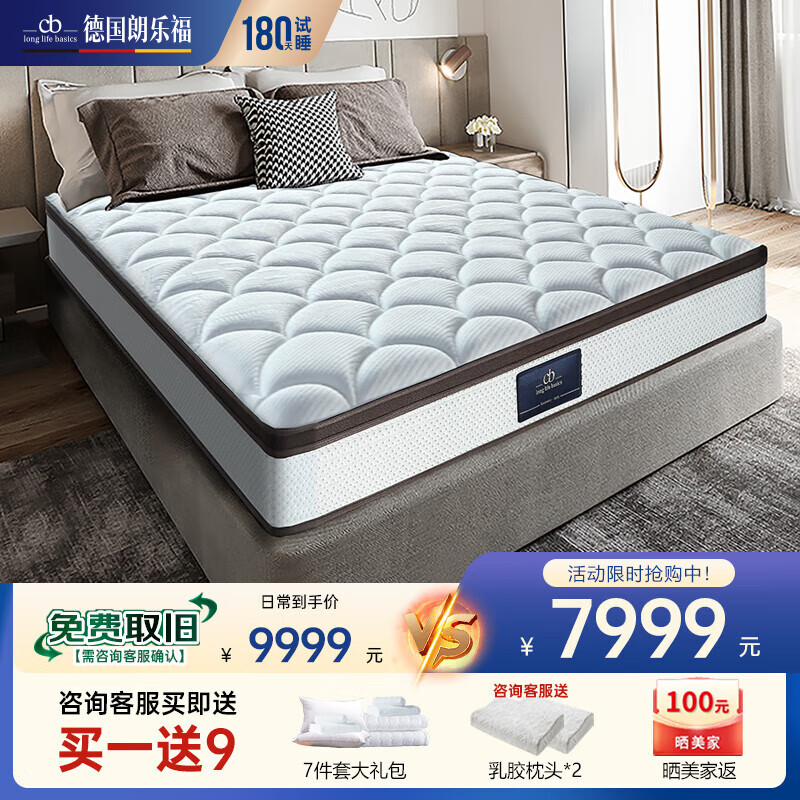 朗乐福(cb)袋装弹簧床垫透氧0胶绵天然乳胶1.