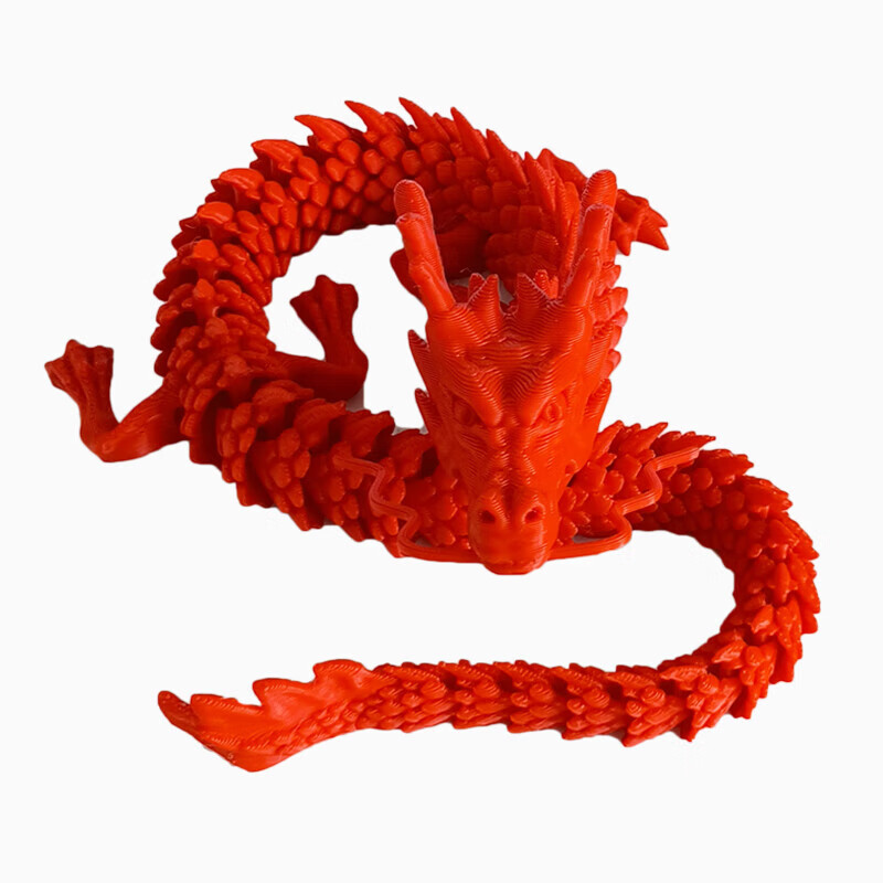 普乐中国龙模型神龙摆件3d打印中国龙摆件模型关节可动鱼缸造景 红色
