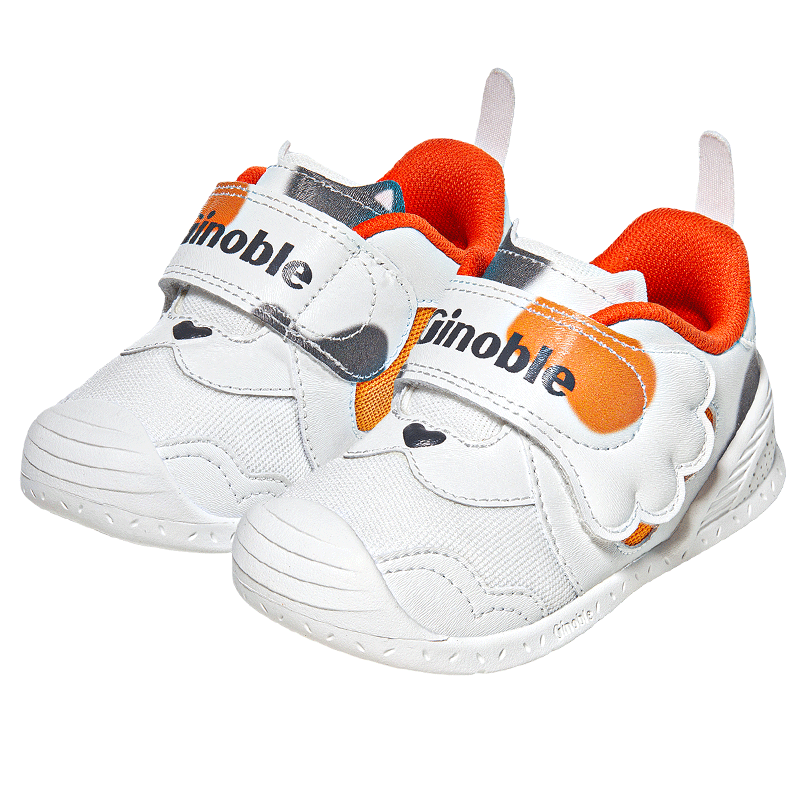 基諾浦（ginoble）步前鞋8-18個月25年春季男女寶寶萌寵學(xué)步鞋GB2388白色/橘紅
