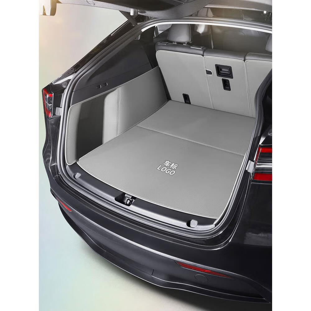 23款特斯拉model y毛豆丫model3专用真皮360全包围后备箱垫尾箱垫 全包围后备箱垫象牙白牛皮 特斯拉Model3
