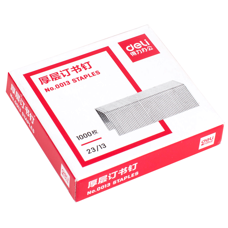 得力（deli）(deli)23/13厚层订书钉 易穿透订书针 1000枚/盒 单盒装 可订100页 办公用品 0013 