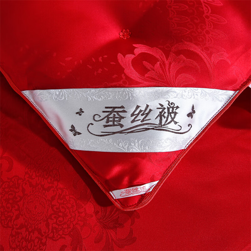 水星系列家纺正品A类母婴蚕丝被子母被100桑蚕丝春秋被芯加厚冬季被子四季通用 云端之梦-全棉- 花纹白-100%桑蚕丝 220X240CM-4斤-春秋被