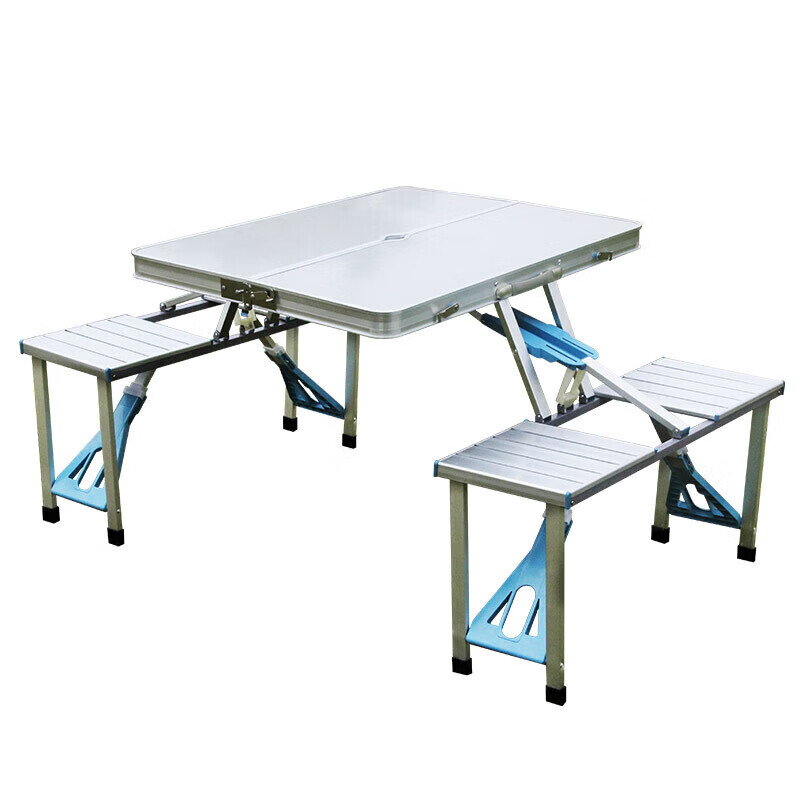 鲸伦户外折叠桌椅便携式摆摊桌可折叠铝合金连体桌白色【可定制印刷】