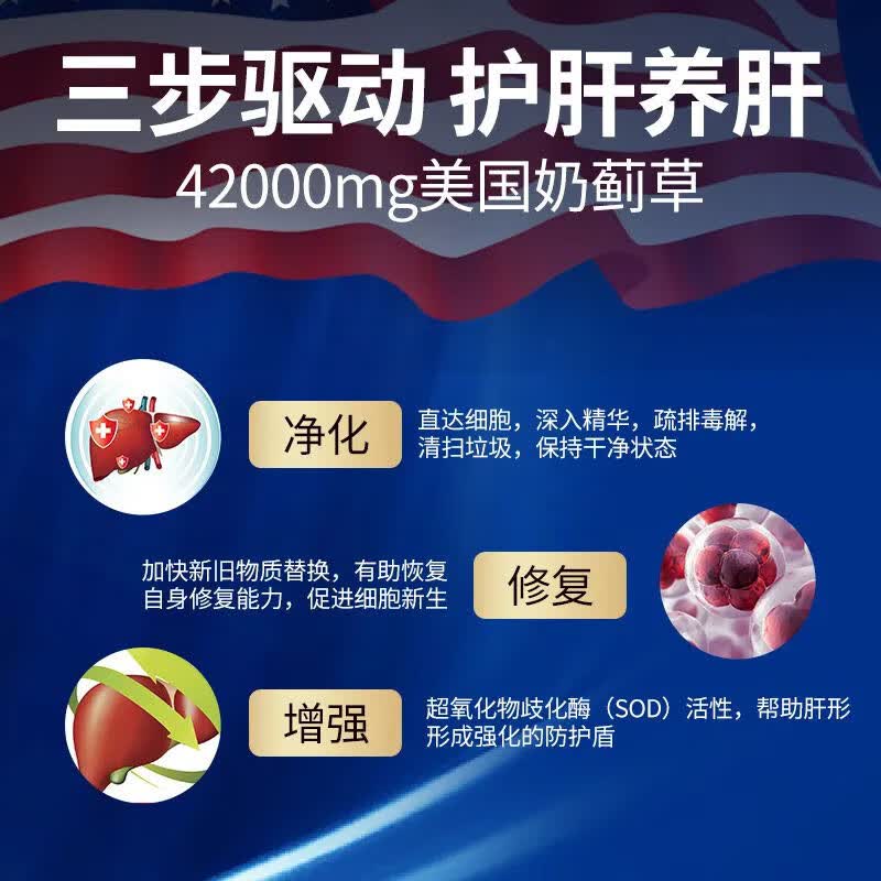 VCJOH美国品牌奶蓟草护肝片水飞蓟人参葛根养咀嚼片护肝脂肪肝熬夜加班 3瓶【抽烟喝酒肝火旺盛，选它】