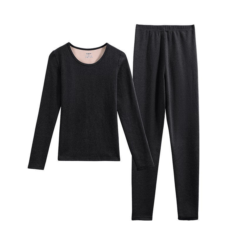 六月玫瑰 保暖内衣女2025年秋冬新款AB面磨毛加厚打底秋衣秋裤保暖套装 黑色 XL