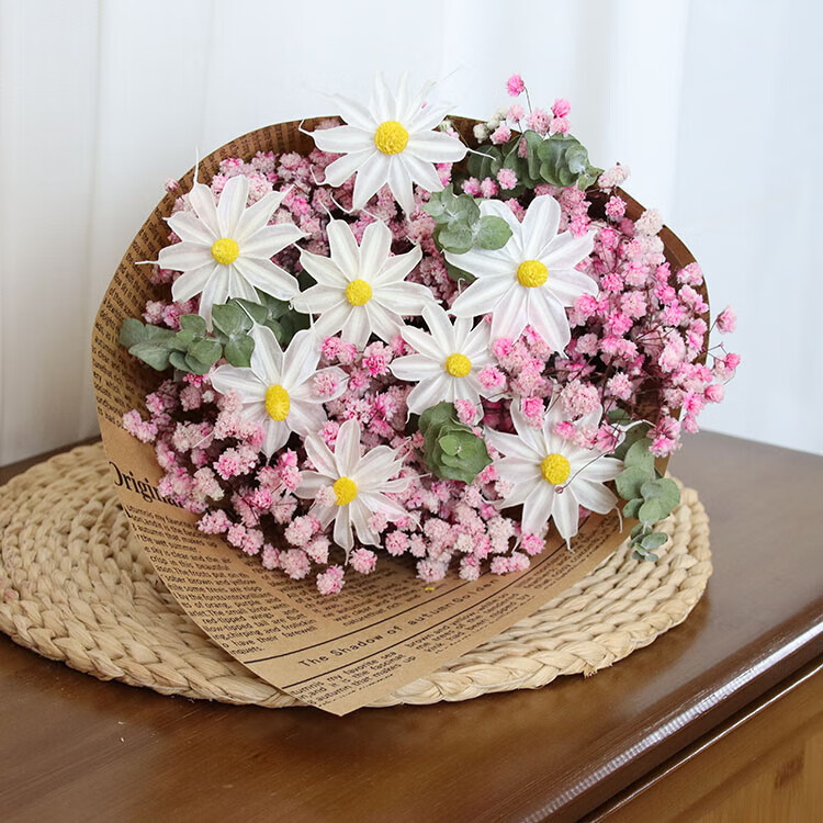 满天星干花花束真花永生花节日礼物家居装饰摆件客厅餐桌文艺风 粉色
