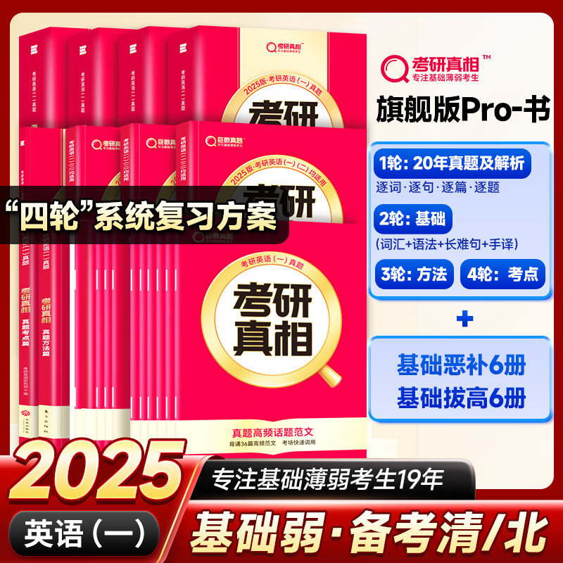 【官方旗舰店】2025考研真相英语一英语二全套真题解析考研英语2004-2024历年真题试卷长难句阅读写作可搭考研词汇闪过 英一】20年解析+基础4本+方法+考点+12本赠册