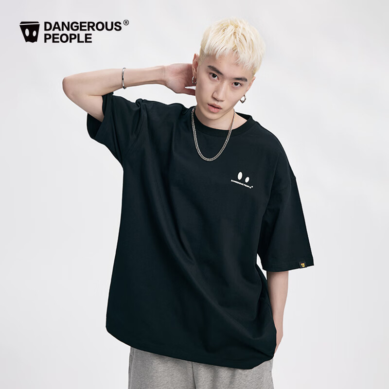 Dangerous people薛之谦dsp新年礼遇季小眼睛休闲立体潮百搭基础圆领短袖T恤 黑色 XL