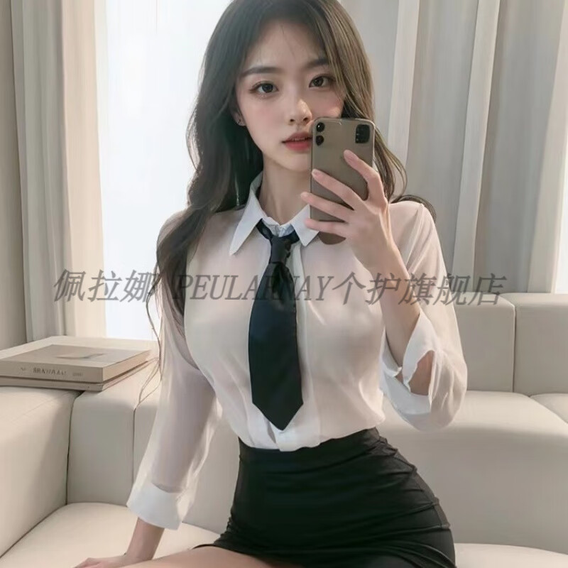 PZKB黑丝秘书制服情趣职业装情侣约会战衣战袍性感内衣诱惑女教师包臀 性感秘书+牵引绳+黑丝袜 3XL【160-200斤】