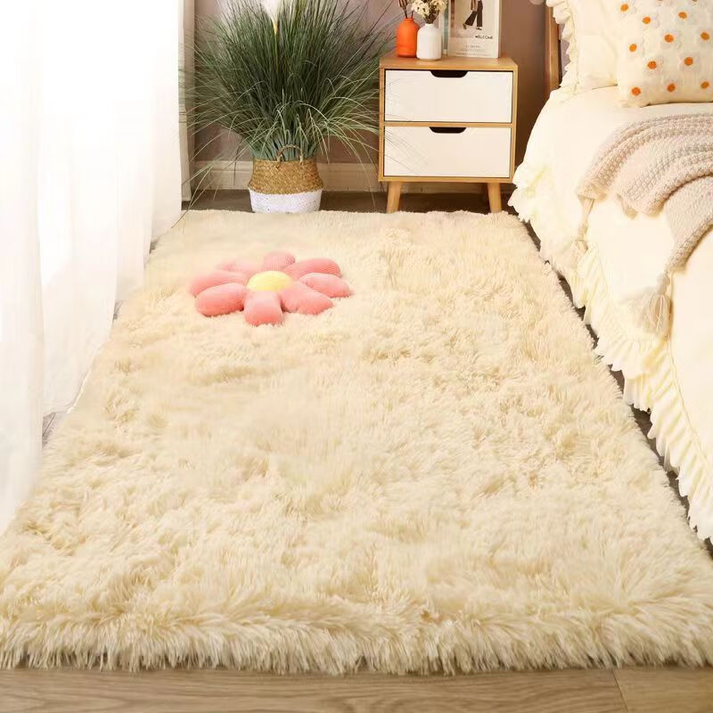 戴拉沛塔 长毛地毯卧室床边毯毛绒脚垫防滑飘窗垫客厅茶几柔软地垫可定制 米色 40*60cm