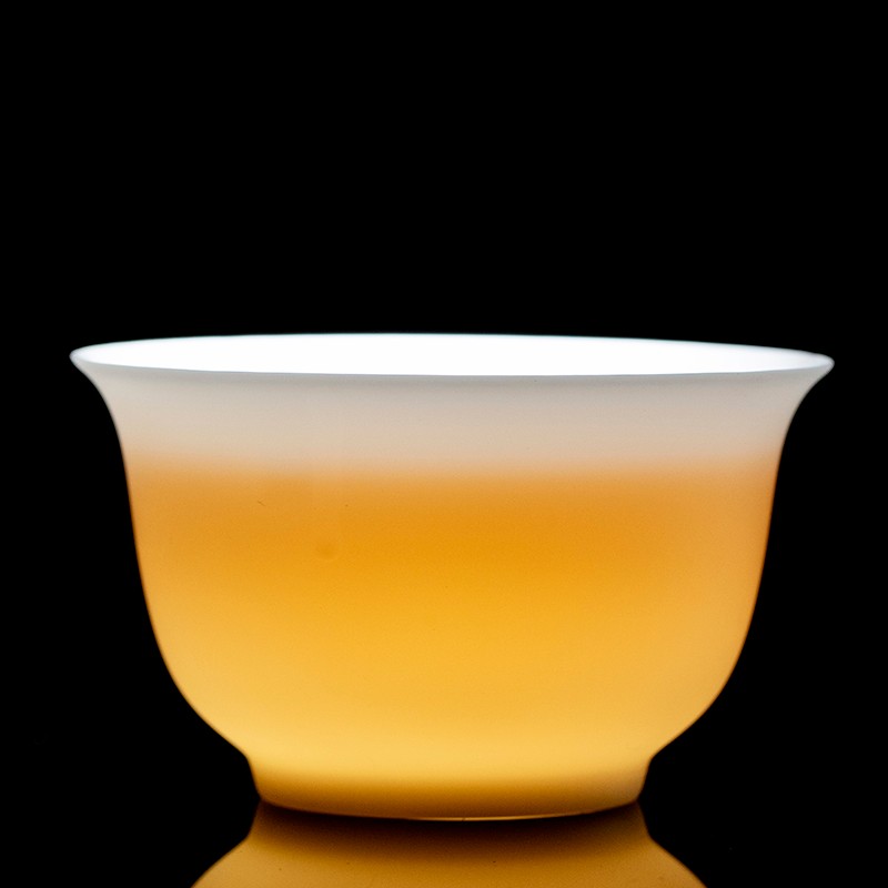 钰铨龙门 薄胎白瓷主人杯 德化羊脂玉瓷大号喝茶品茗茶杯无釉素烧陶瓷单杯 薄胎压手杯-大号(约110ml)