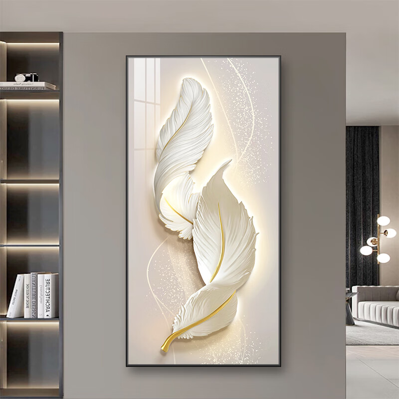 柳莺花燕入户玄关装饰画玄关挂画走廊过道挂画客厅山水画新款高级感玄关画 时来运转（简约风） 80X160cm铝合金框 超透晶瓷（亮面） 默发黑框（如需金色请备注）