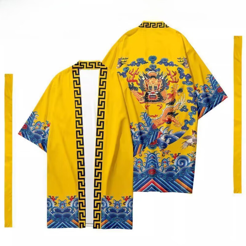 中国风龙袍睡袍冰丝薄款性感浴袍男士大尺码长版霸 4图案短款 否 x 1