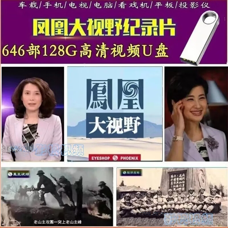 凤凰大视野纪录片u盘大全合集128g高清mp4视频优盘手机电视通用 银色