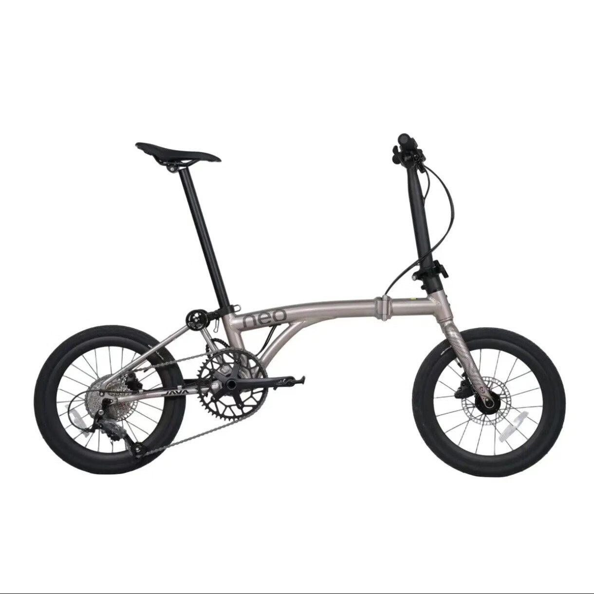 佳沃JAVA NEO3三折叠车通勤城市自行车小轮径16寸桶轴油碟便携9速 亮光钛 （送16重骑行礼包） 16英寸