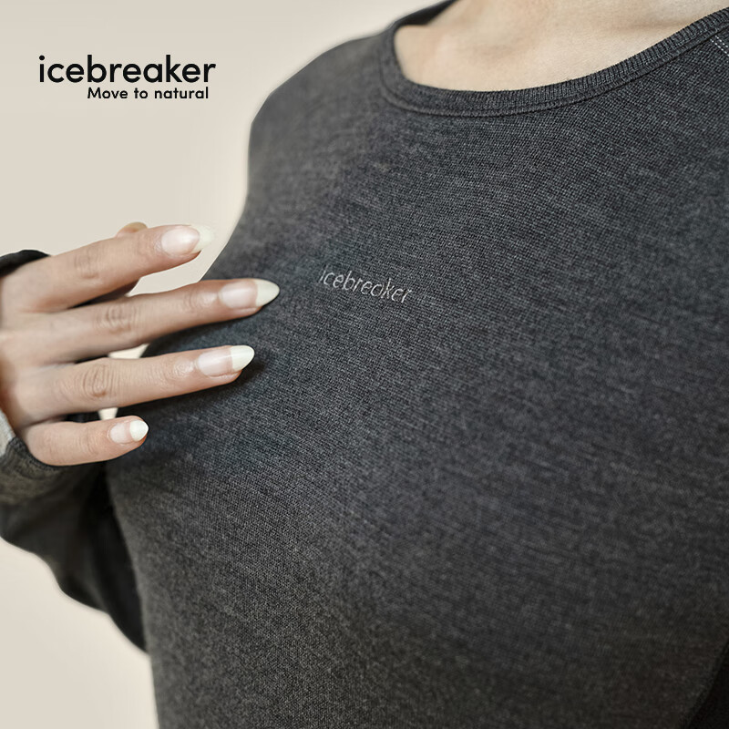 icebreaker美利奴羊毛女260 ZoneKnit户外跑步滑雪运动保暖贴身层功能内衣 花灰色 M