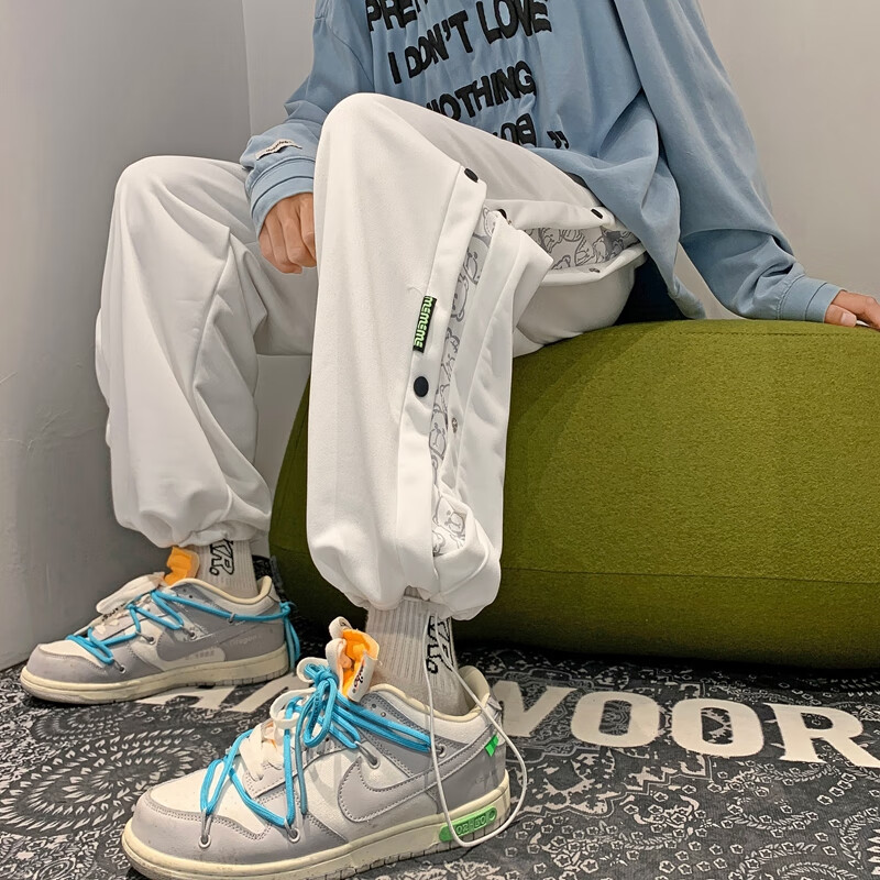 分裤宽松韩版运动抗皱修身重磅垂感潮流男装 g247白色nasa潮男款捡漏