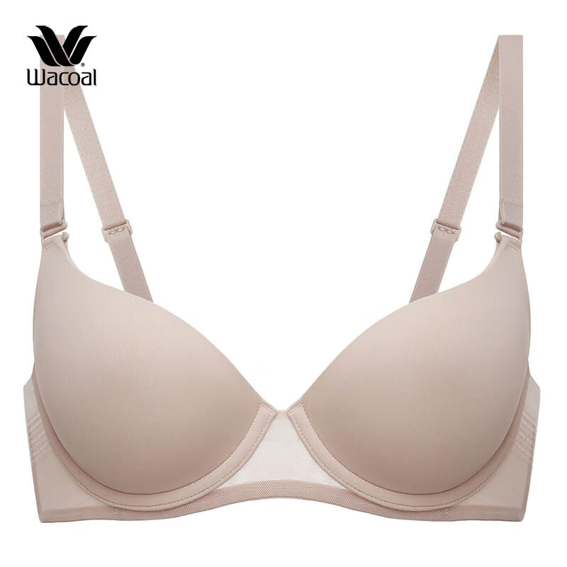 華歌爾（Wacoal）薄款清新杯無痕透氣穩(wěn)定軟鋼圈文胸罩內(nèi)衣女WB1603 柔膚粉 75C