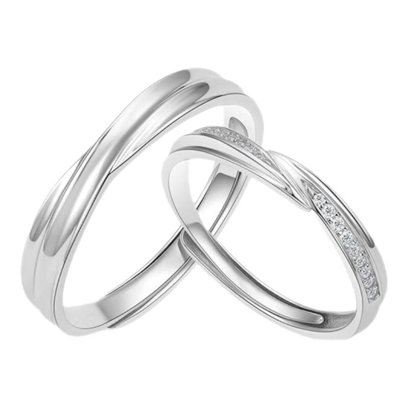 周六福（ZLF）圣诞礼物 S925银饰情侣戒指男女款莫比乌斯环活口对戒送女友 活口男戒