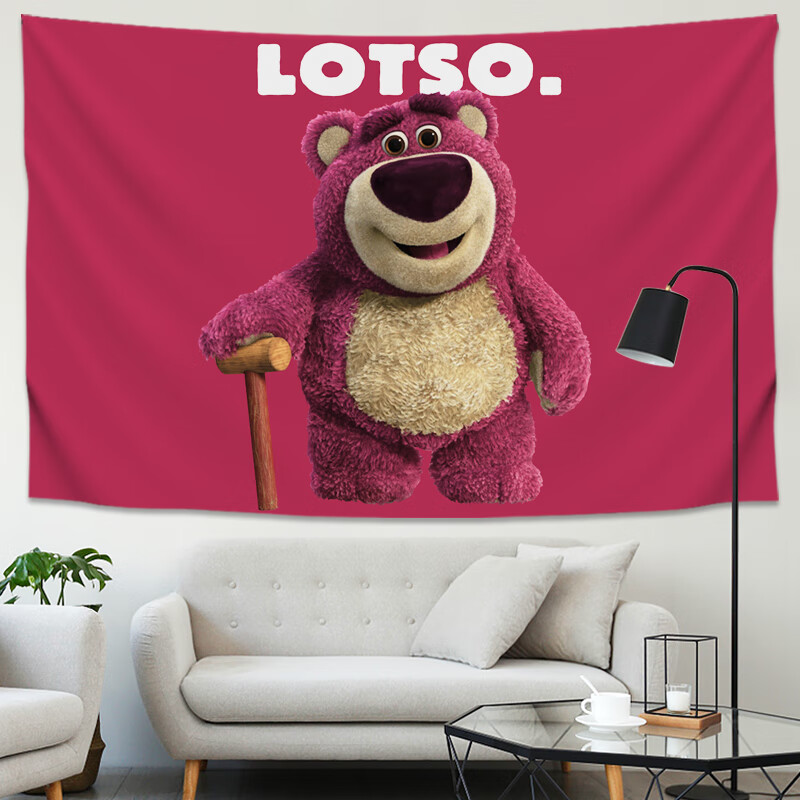 卡通动漫可爱装饰挂布卧室床头大号挂毯宿舍房间直播背景布 红底草莓