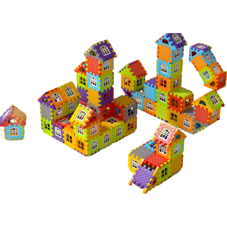 爱乐心新款大号diy房子积木超厚益智儿童玩具男女宝宝过家家礼物3 套装基础【袋装100片含窗20个】