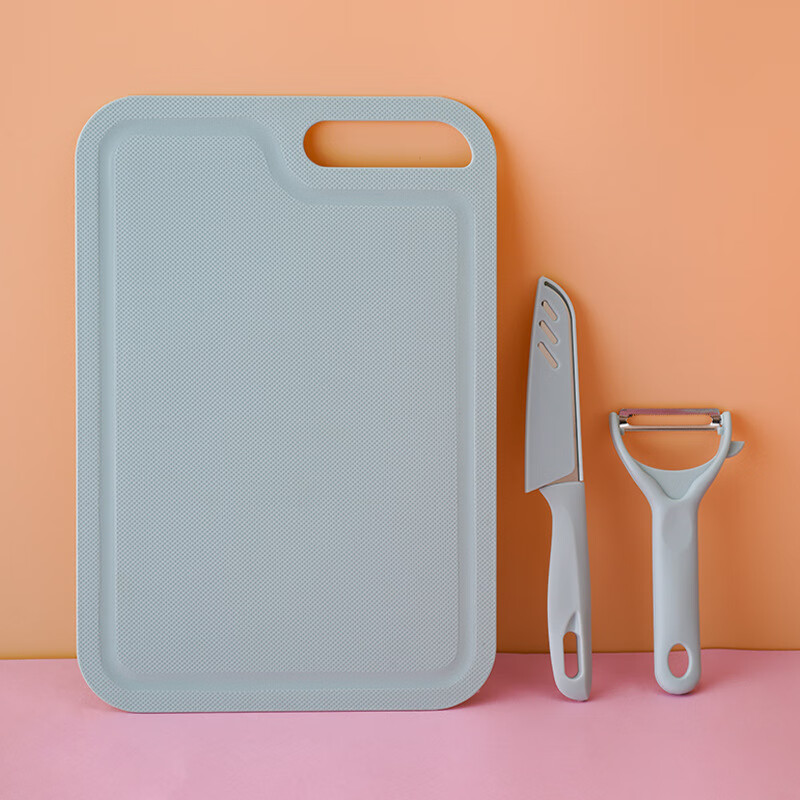 家用菜板切片刀厨房刀具套装 蓝色三件套