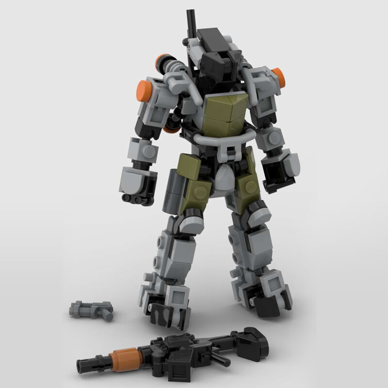 玖煦萌机甲步兵未来战士外骨骼关节可动拼装机器人moc积木玩具 机甲