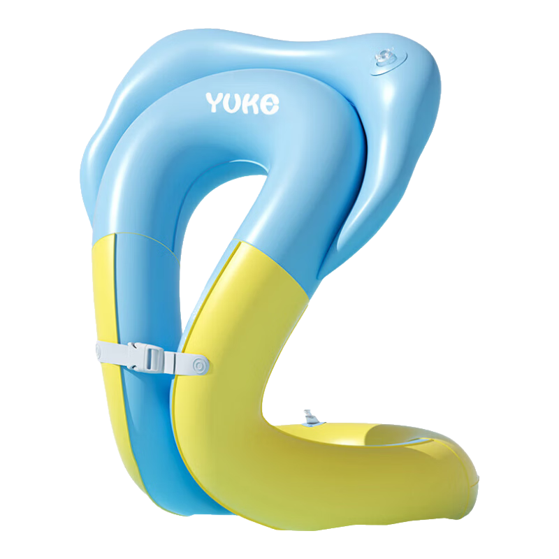 羽克儿童游泳圈儿童救生圈防侧翻浮圈充气腋下圈安全感宝宝加厚洗澡圈 蓝黄色【防侧翻 不呛水】 带打气筒