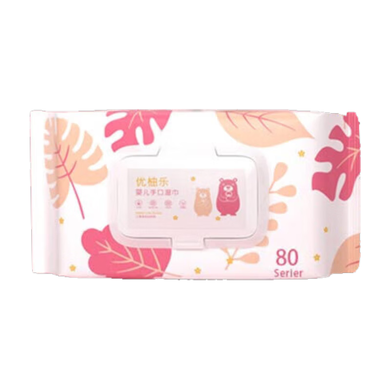 优柚乐婴幼儿手口湿巾婴童湿巾粉色可爱小熊50抽纯水湿巾无刺激 组合装 50抽 2包