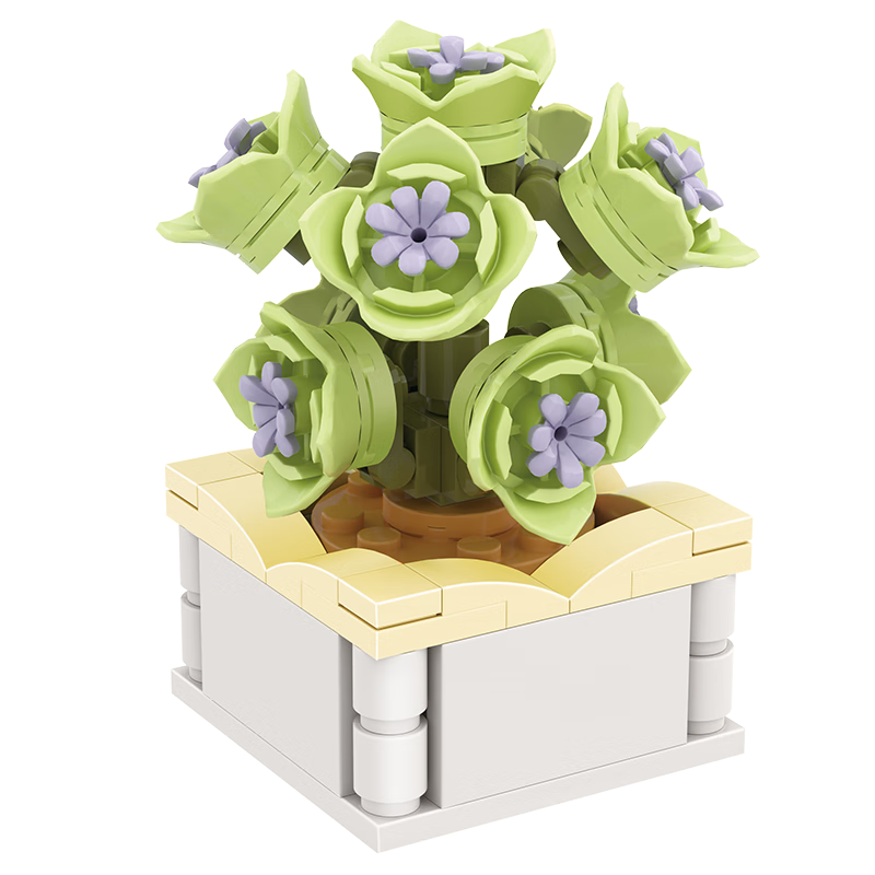 哲高积木多肉盆栽花卉可爱桌面拼装摆件送女生闺蜜伴手礼物少女心 光之恋曲