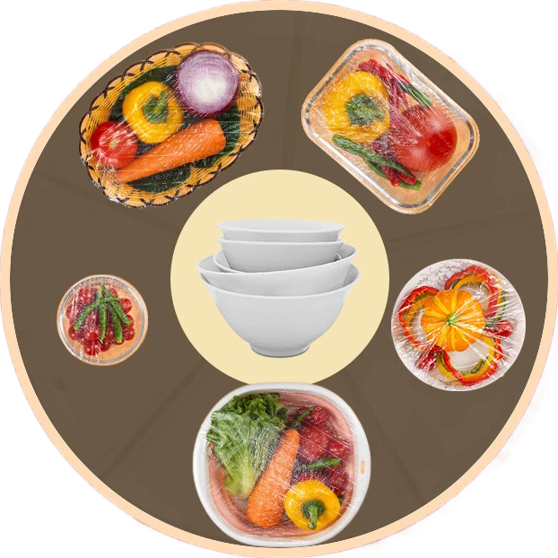 一次性保鲜膜套好物用专用厨房冰箱食物存储碗盘松紧婴儿辅食盒 一次性保鲜膜套-彩绳款-100只装