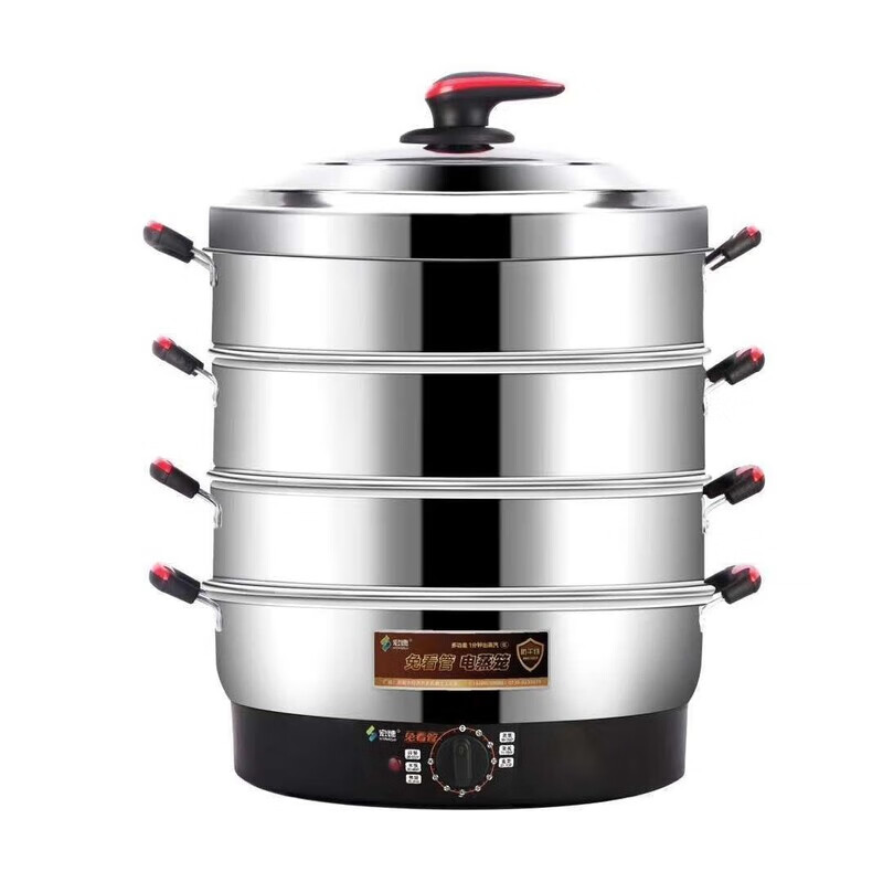 宏速电蒸锅大容量多功能防干烧不锈钢定时蒸笼家用蒸馒头包子商用 三代40CM【定时+保温+防干烧】