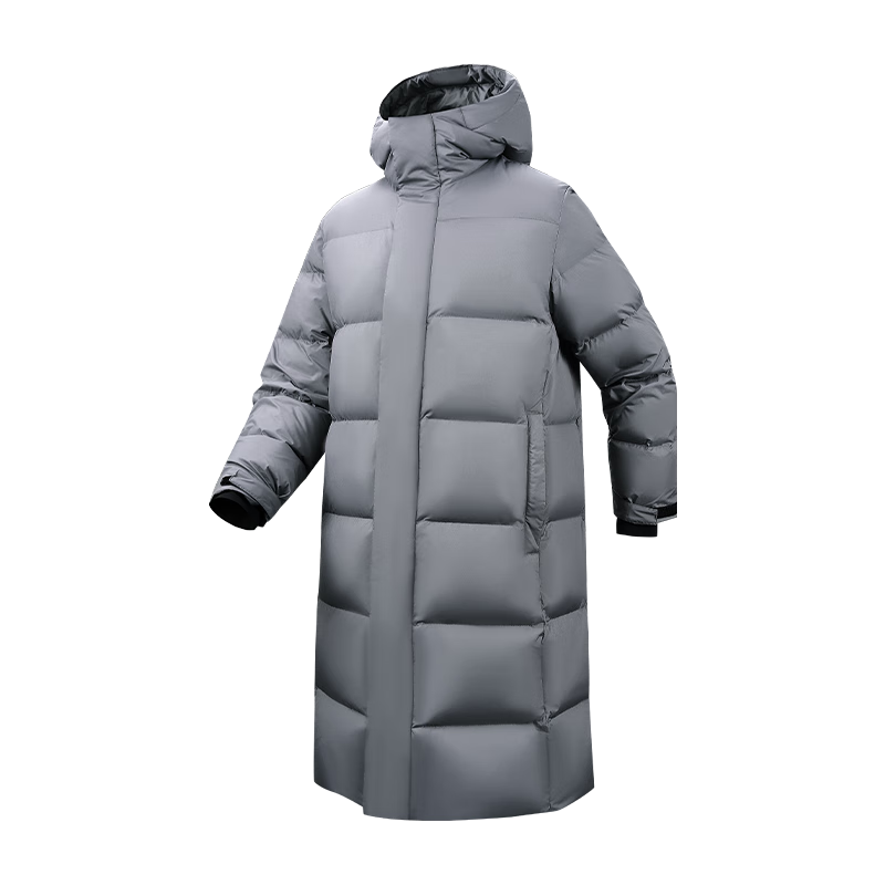 【9成新】京东京造长款面包羽绒服  运动户外秋冬加厚保暖外套男 砾石灰 L  