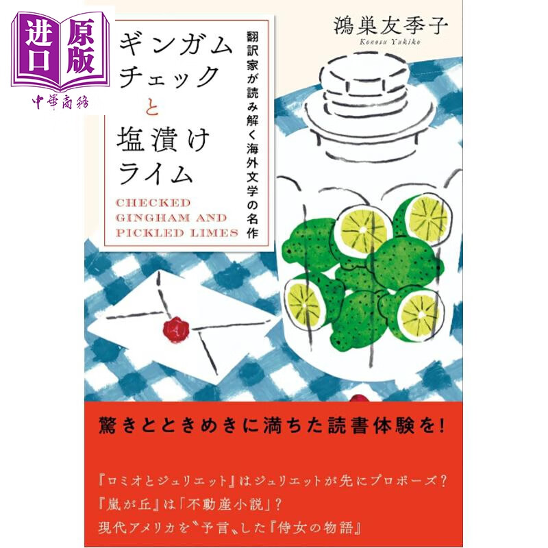 预售 翻译家解读海外文学名著 日文原版日韩 ギンガムチェックと塩漬けライム 翻訳家が読み解く海外文学の名作