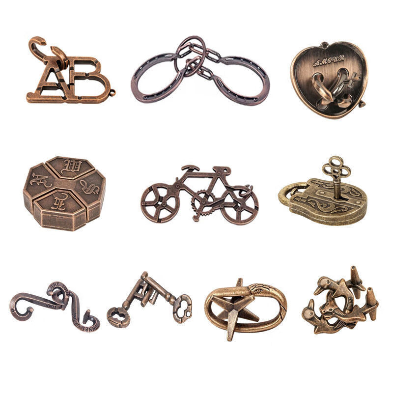 酷乐菲鲁班锁高难度金属孔明锁套儿童拼装智力解扣玩具8-12岁 鲁班锁6